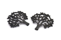 Black Tree Pendant, Oxidized Black Brass Tree Pendant With 1 Loop, Charms, Findings (33x36x1.2mm) BS 2436