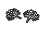 Black Tree Pendant, Oxidized Black Brass Tree Pendant With 1 Loop, Charms, Findings (33x36x1.2mm) BS 2436