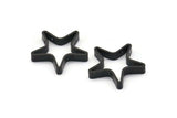 Black Star Charm, 6 Oxidized Black Brass Star Shaped Connectors With 2 Holes (22x3.5mm) BS 2022 H1344