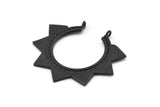 Black Sunny Pendant, 2 Oxidized Black Brass Sunny Ethnic Pendants With 2 Loops, Findings, Charms (39x45x1.5mm) BS 1945 H1349