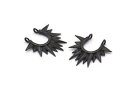 Black Sunny Pendant, 5 Oxidized Black Brass Sunny Ethnic Pendants With 2 Loops, Findings, Charms (24x24x2.5mm) BS 2054 H0618