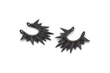 Black Sunny Pendant, 5 Oxidized Black Brass Sunny Ethnic Pendants With 2 Loops, Findings, Charms (24x24x2.5mm) BS 2054 H0618