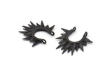 Black Sunny Pendant, 5 Oxidized Black Brass Sunny Ethnic Pendants With 2 Loops, Findings, Charms (24x24x2.5mm) BS 2054 H0618