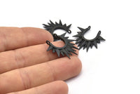 Black Sunny Pendant, 5 Oxidized Black Brass Sunny Ethnic Pendants With 2 Loops, Findings, Charms (24x24x2.5mm) BS 2054 H0618