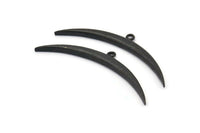 Black Crescent Pendant, 2 Textured Oxidized Black Brass Wide Crescent Moon Necklace Pendants, Charms (54x4.5x2.7mm) N0523