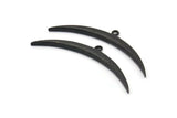 Black Crescent Pendant, 2 Textured Oxidized Black Brass Wide Crescent Moon Necklace Pendants, Charms (54x4.5x2.7mm) N0523