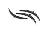 Black Crescent Pendant, 2 Textured Oxidized Black Brass Wide Crescent Moon Necklace Pendants, Charms (54x4.5x2.7mm) N0523