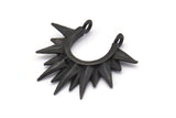Black Sunny Pendant, 5 Oxidized Black Brass Sunny Ethnic Pendants With 2 Loops, Findings, Charms (24x24x2.5mm) BS 2054 H0618