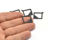 Black Brass Square Finding, 8 Oxidized Black Brass Square Pendant With 1 Loop, Charms, Earring Findings (27x17x17x0.7) BS 2192