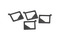 Black Brass Square Finding, 8 Oxidized Black Brass Square Pendant With 1 Loop, Charms, Earring Findings (27x17x17x0.7) BS 2192