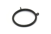Okuma Gözlüğü Kolye Ucu, 2 Halkalı Oksitlenmiş Siyah Pirinç Çekiçli Cam Halka, Bulgular (36,5x2,5x2,5 mm) BS 1950 H1353