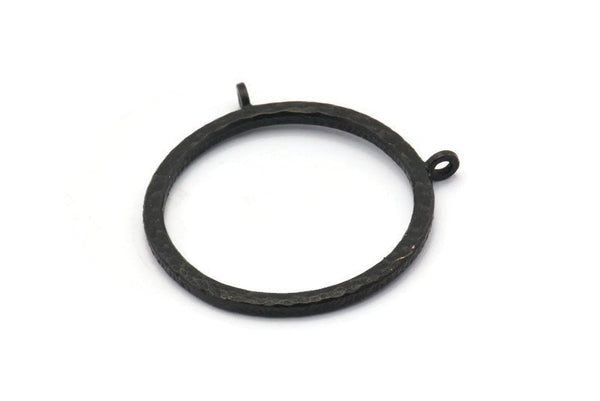 Okuma Gözlüğü Kolye Ucu, 2 Halkalı Oksitlenmiş Siyah Pirinç Çekiçli Cam Halka, Bulgular (36,5x2,5x2,5 mm) BS 1950 H1353
