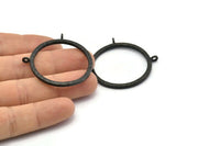 Okuma Gözlüğü Kolye Ucu, 2 Halkalı Oksitlenmiş Siyah Pirinç Çekiçli Cam Halka, Bulgular (36,5x2,5x2,5 mm) BS 1950 H1353