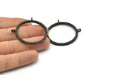 Okuma Gözlüğü Kolye Ucu, 2 Halkalı Oksitlenmiş Siyah Pirinç Çekiçli Cam Halka, Bulgular (36,5x2,5x2,5 mm) BS 1950 H1353