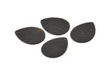 Black Drop Pendant, 4 Oxidized Black Brass Hammered Drop Pendant With 1 Hole, Findings (23x17x1mm) BS 2319