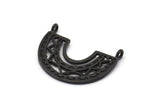 Black Charm, 4 Oxidized Black Brass, Black Pendants, Charms, Black Semi Circle Charms With 2 Loops (24x18x1.2mm) N1451