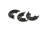 Black Charm, 4 Oxidized Black Brass, Black Pendants, Charms, Black Semi Circle Charms With 2 Loops (24x18x1.2mm) N1451