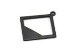 Black Brass Square Finding, 8 Oxidized Black Brass Square Pendant With 1 Loop, Charms, Earring Findings (27x17x17x0.7) BS 2192