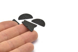 Yarım Daire Charm, 2 Delikli 6 Çekiçlenmiş Oksitlenmiş Siyah Pirinç Yarım Daire Charm, Kolye Uçları, Bulgular (21,5x11x1 mm) N0926
