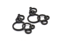 Black Charm, Oxidized Black Brass, Black Pendants, Charm Pendants, Oxidized Black Brass Round Charms With 1 Loop (44x27x2mm) N1467