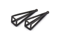 Black Triangle Prism, 2 Oxidized Black Brass Triangle Prism Pendants With 1 Loop (37x10mm) BS 1980
