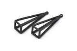 Black Triangle Prism, 2 Oxidized Black Brass Triangle Prism Pendants With 1 Loop (37x10mm) BS 1980