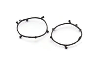 Daire Geometrik Kolye, 2 Dokulu Oksitlenmiş Siyah Pirinç Daire Geometrik Kolye, 1 Halka, Küpeler, Bulgular (52x1,9 mm) BS 1954 H1680