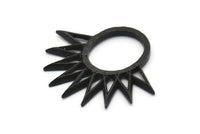 Black Sun Pendant, 2 Oxidized Black Brass Textured Sunny Pendants, Earrings, Findings (30x33mm) BS 2435 H1312