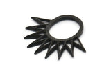 Black Sun Pendant, 2 Oxidized Black Brass Textured Sunny Pendants, Earrings, Findings (30x33mm) BS 2435 H1312