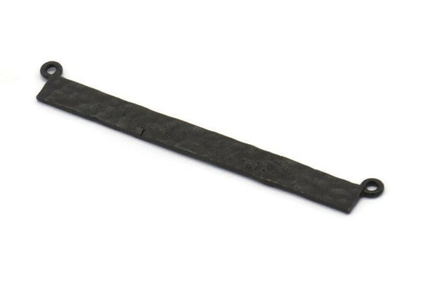 Siyah Dikdörtgen Kolye, 2 Halkalı 4 Oksitlenmiş Siyah Pirinç Çekiçlenmiş Dikdörtgen Kolye, Kolye Parçaları (53x5x0,80 mm) BS 2308