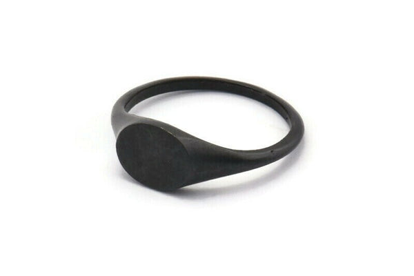 Black Oval Ring, 4 Oxidized Black Brass Ring Oval Settings (18mm) E265 H1328