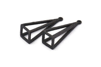 Siyah Üçgen Prizma, 1 Halkalı 2 Oksitlenmiş Siyah Pirinç Üçgen Prizma Kolye (32x10mm) BS 1984