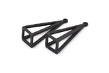 Siyah Üçgen Prizma, 1 Halkalı 2 Oksitlenmiş Siyah Pirinç Üçgen Prizma Kolye (32x10mm) BS 1984