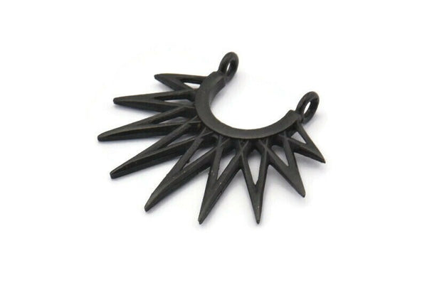 Siyah Sunny Kolye, 2 Halka, Bulgular, Tılsımlar ile 4 Oksitlenmiş Siyah Pirinç Sunny Etnik Kolye (24x27x1,6 mm) BS 2048