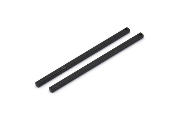 Siyah Kolye Çubuğu, 1 Delikli 10 Oksitlenmiş Siyah Pirinç Tılsım, Kolye, Çubuklar (2x50mm) BS 1754