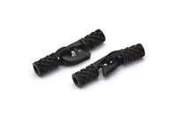 Leather Hook Caps, 4 Oxidized Black Brass Leather Cord Ends for 2mm Leather Cords, Hook Ends (15x12x4mm) N0307