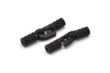 Leather Hook Caps, 4 Oxidized Black Brass Leather Cord Ends for 2mm Leather Cords, Hook Ends (15x12x4mm) N0307