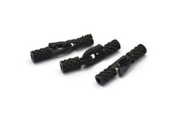Leather Hook Caps, 4 Oxidized Black Brass Leather Cord Ends for 2mm Leather Cords, Hook Ends (15x12x4mm) N0307