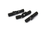 Leather Hook Caps, 4 Oxidized Black Brass Leather Cord Ends for 2mm Leather Cords, Hook Ends (15x12x4mm) N0307