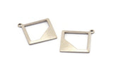 Silver Brass Square Finding, 8 Antique Silver Plated Brass Square Pendant With 1 Loop, Charms, Earring Findings (27x17x17x0.7) BS 2192