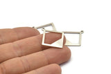 Silver Brass Square Finding, 8 Antique Silver Plated Brass Square Pendant With 1 Loop, Charms, Earring Findings (27x17x17x0.7) BS 2192
