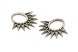 Silver Sun Pendant, 2 Antique Silver Plated Brass Textured Sunny Pendants, Earrings, Findings (30x33mm) BS 2435 H1312