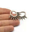 Silver Sun Pendant, 2 Antique Silver Plated Brass Textured Sunny Pendants, Earrings, Findings (30x33mm) BS 2435 H1312