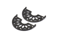 Black Pendant, 2 Oxidized Brass Semi Circle Pendants With 2 Loops (37x23x14x1mm) N0281