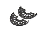 Black Pendant, 2 Oxidized Brass Semi Circle Pendants With 2 Loops (37x23x14x1mm) N0281