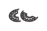 Black Pendant, 2 Oxidized Brass Semi Circle Pendants With 2 Loops (37x23x14x1mm) N0281