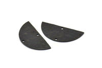 Siyah Yarım Ay, 2 Delikli 2 Çekiçlenmiş Oksitlenmiş Siyah Pirinç Yarım Daire Boşluğu (33,5x15,5x0,80 mm) BS 2004