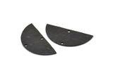 Siyah Yarım Ay, 2 Delikli 2 Çekiçlenmiş Oksitlenmiş Siyah Pirinç Yarım Daire Boşluğu (33,5x15,5x0,80 mm) BS 2004