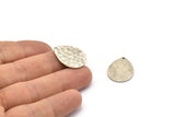 Silver Drop Pendant, 4 Antique Silver Plated Brass Hammered Drop Pendant With 1 Hole, Findings (23x17x1mm) BS 2319