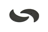 Siyah Ay Tılsımı, 2 Delikli 4 Çekiçlenmiş Oksitlenmiş Siyah Pirinç Ay, Boynuz Kolye Tılsımı (26x10x1mm) N0975